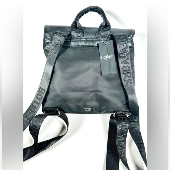 NWT Botkier New York Small Trigger Black Pebbled Backpack Bag with Logo Straps - Picture 6 of 11